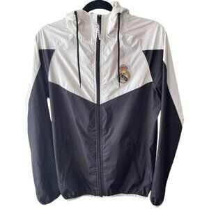 Real Madrid C.F. Soccer Jacket Size S Black & White Sports Fan 100% Polyester